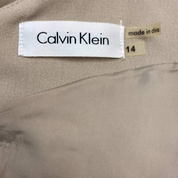 Calvin Klein Beige Sleeveless Sheath Dress Size 14 - Picture 3 of 4